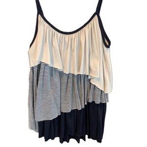 Navy and White Striped Women's Top